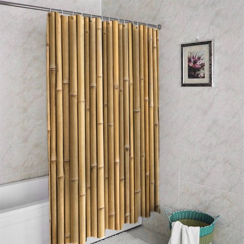 3D шторка для ванной «Бамбуковая стена» вид 4