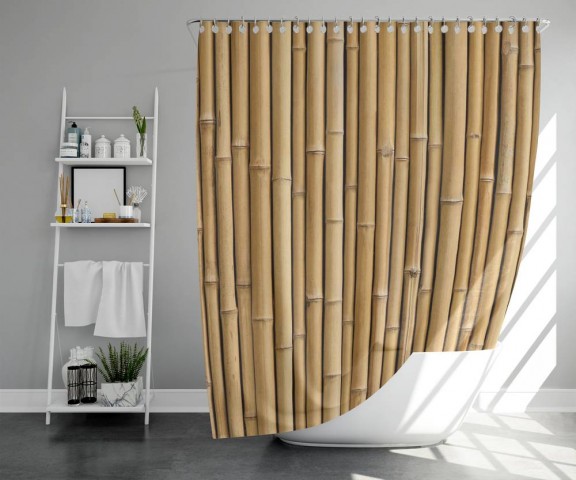 3D шторка для ванной «Бамбуковая стена» вид 5