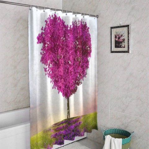 3D занавеска для ванны «Дерево - большое сердце» вид 4