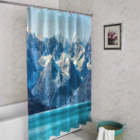3D штора для ванны «Горы с заснеженными вершинами» вид 4