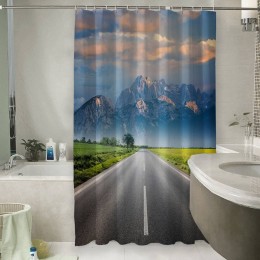Шторы для ванной «Дорога ведущая к горам»
