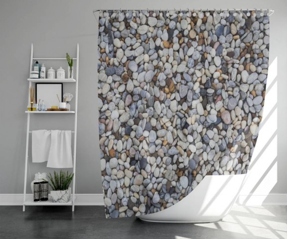 3D штора для ванной «Прибрежные камни» вид 5