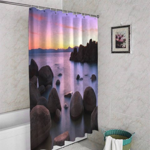 3D штора для ванны «Камни на закате» вид 4