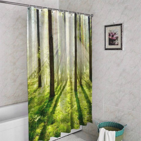 3D штора для ванной «Солнечный лес» вид 4