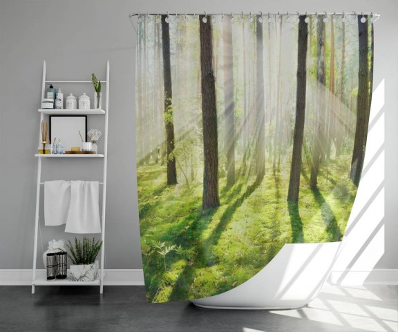 3D штора для ванной «Солнечный лес» вид 5