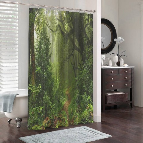 3D штора для ванны «Тропический лес» вид 3
