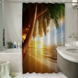 Шторы для ванной «Закат под пальмами»