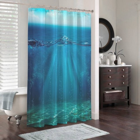 3D фото занавеска для ванной «Морской пейзаж» вид 3