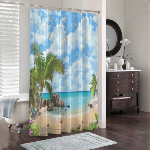 3D штора для ванны «Райское место» вид 3