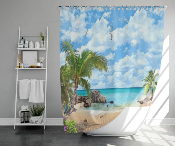3D штора для ванны «Райское место» вид 5