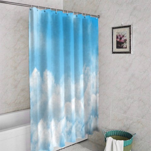 3D шторка для ванной «Пористые облака» вид 4