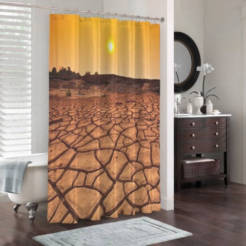3D фото занавеска для ванной «Засушливая пустыня» вид 3