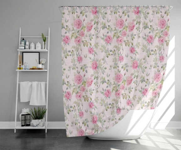 3D штора в ванную «Винтажный узор с розами» вид 5