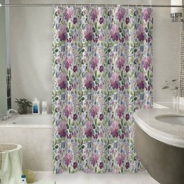 Шторы для ванной «Узор с цветами»