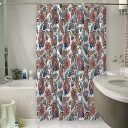Шторы для ванной «Цветы с орнаментом»