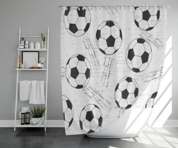 3D штора для ванны «Узор из футбольных мячей» вид 5