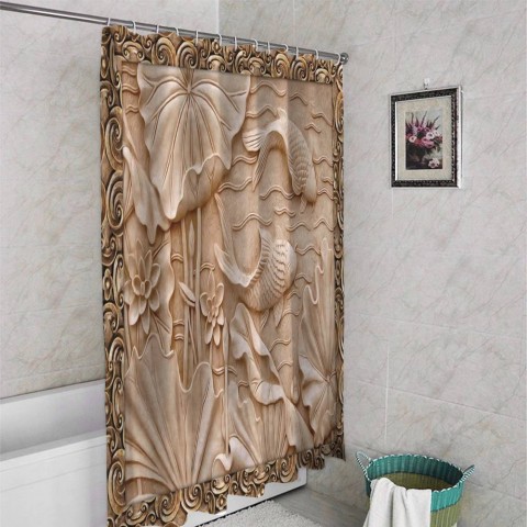 3D штора в ванную «Резьба по дереву в китайском стиле» вид 4