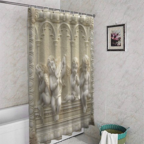 3D занавеска для ванной «Ангелочки» вид 4