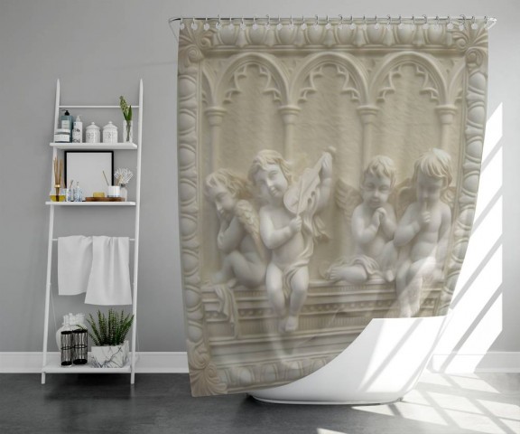 3D занавеска для ванной «Ангелочки» вид 5