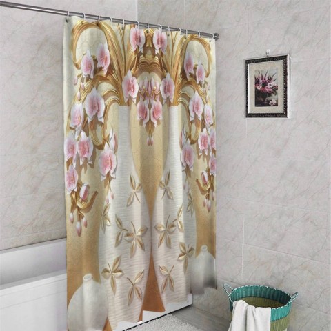 3D штора в ванную «Вазы с орхидеями» вид 4