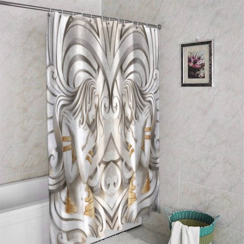 3D шторка для ванной «Стеснительные красавицы» вид 4