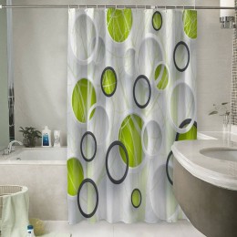 Шторы для ванной «Объемные зеленые круги»
