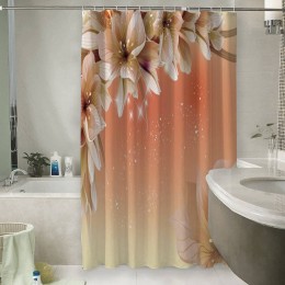 Шторы для ванной «Персиковая инсталляция с цветами»