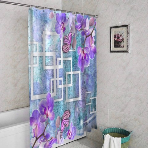 3D фотоштора для ванной «Современная композиция с орхидеями» вид 4