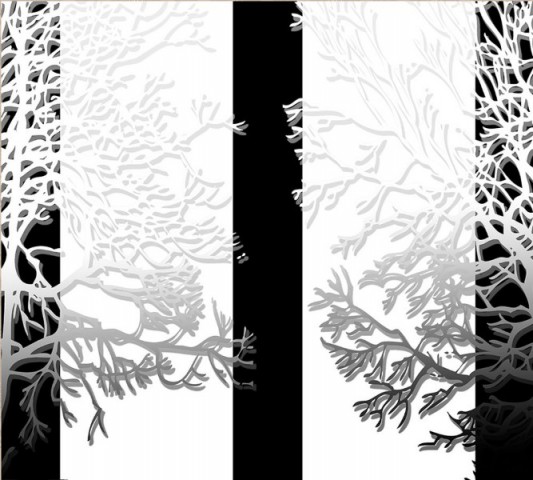 3D штора для ванной «Силуэты деревьев» вид 2