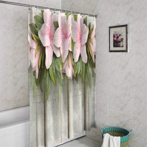 3D фото занавеска для ванной «Бархатистые цветы» вид 4