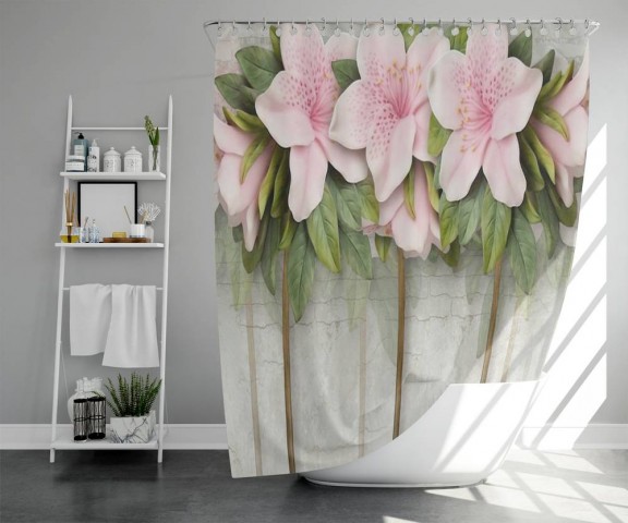 3D фото занавеска для ванной «Бархатистые цветы» вид 5