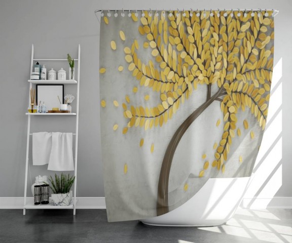 3D фотоштора для ванной «Осеннее дерево» вид 5