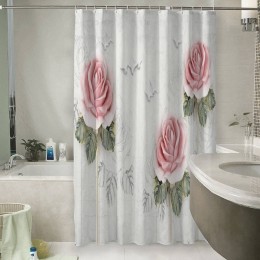 Шторы для ванной «Оттиск с розами»