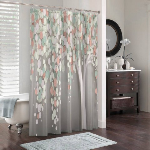 3D штора в ванную «Радужное дерево» вид 3