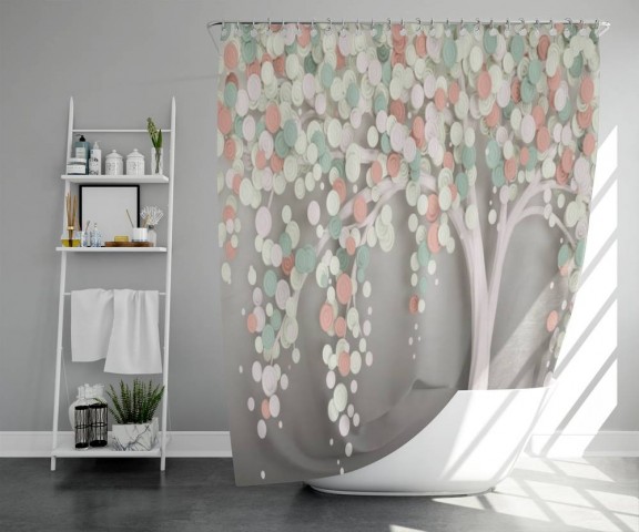 3D штора в ванную «Радужное дерево» вид 5