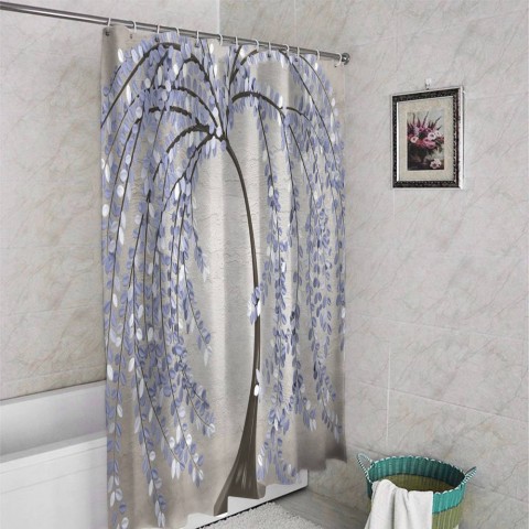 3D занавеска в ванную комнату «Лавандовые лепестки» вид 4