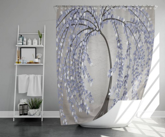 3D занавеска в ванную комнату «Лавандовые лепестки» вид 5