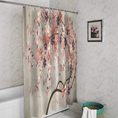 3D шторка для ванной «Персиковое дерево» вид 4