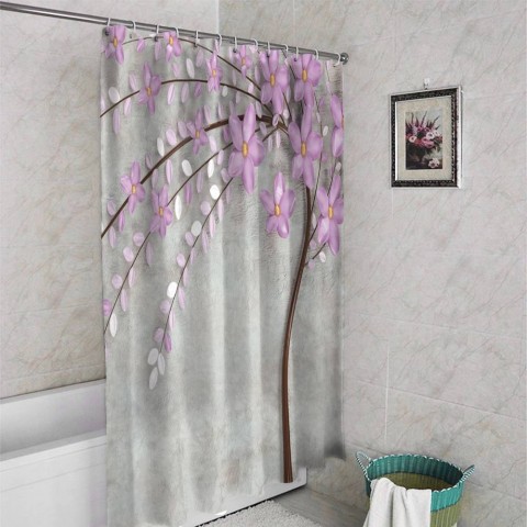 3D штора в ванную комнату «Весенняя сакура» вид 4