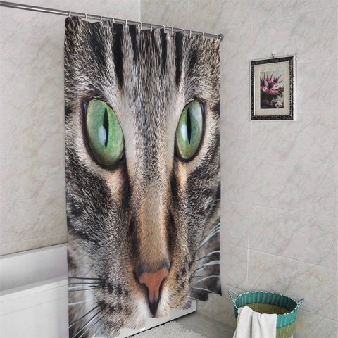 3D фотоштора для ванной «Кошачий взгляд» вид 4