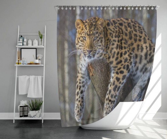 Занавеска для ванной «Амурский леопард» вид 5