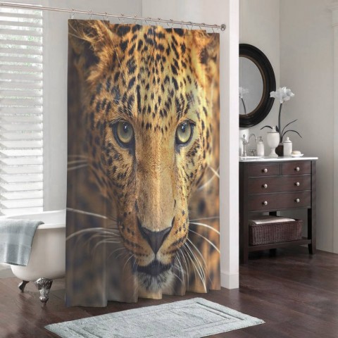 3D штора для ванны «Леопард портрет» вид 3