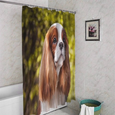 3D штора в ванную комнату «Длинноухая собачка» вид 4
