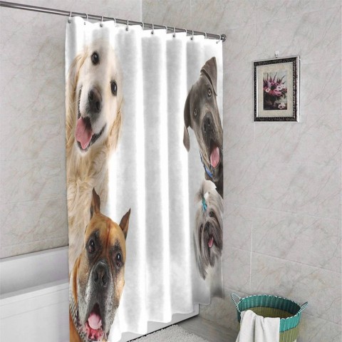 3D штора для ванной «Довольные псы» вид 4