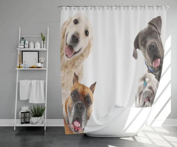 3D штора для ванной «Довольные псы» вид 5