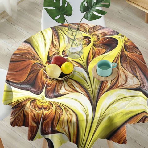 Габардиновая скатерть на обеденный стол «Желтая абстракция» вид 5