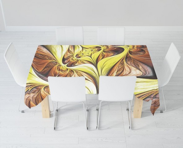 Габардиновая скатерть на обеденный стол «Желтая абстракция» вид 6