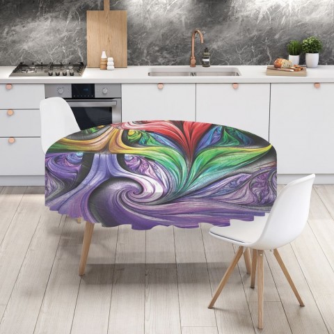 Тканевая 3D скатерть на кухонный стол «Смешение красок» вид 4