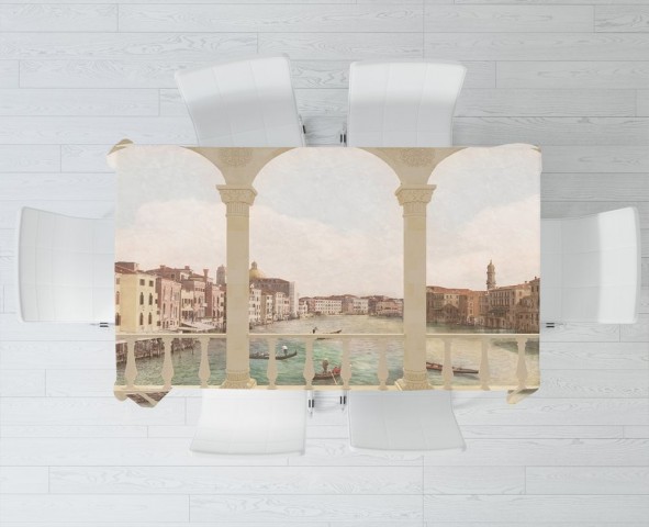 Полотняная фотоскатерть на кухонный стол «Балкон в Венеции» вид 3