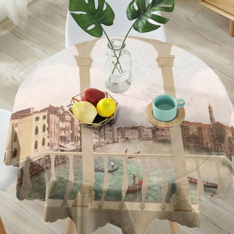 Полотняная фотоскатерть на кухонный стол «Балкон в Венеции» вид 5
